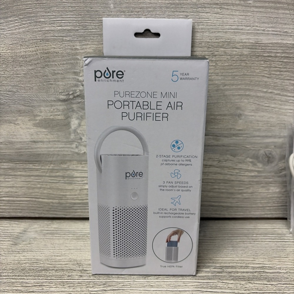Pure Enrichment PureZone Mini Portable True HEPA Air Purifier White NEW (P2)